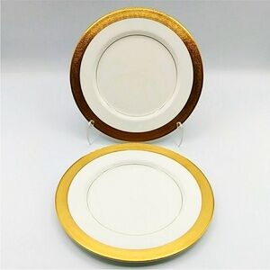 Set of 2 Mikasa Harrow Salad Plates. Gold trim. # A1-129